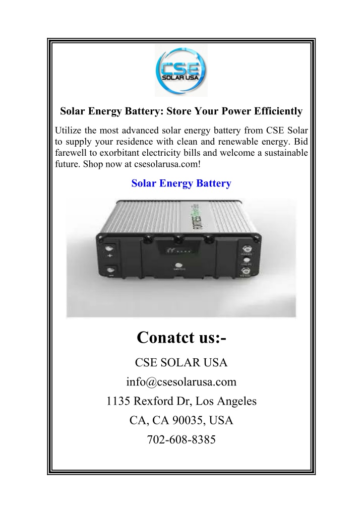 solar energy battery store your power efficiently