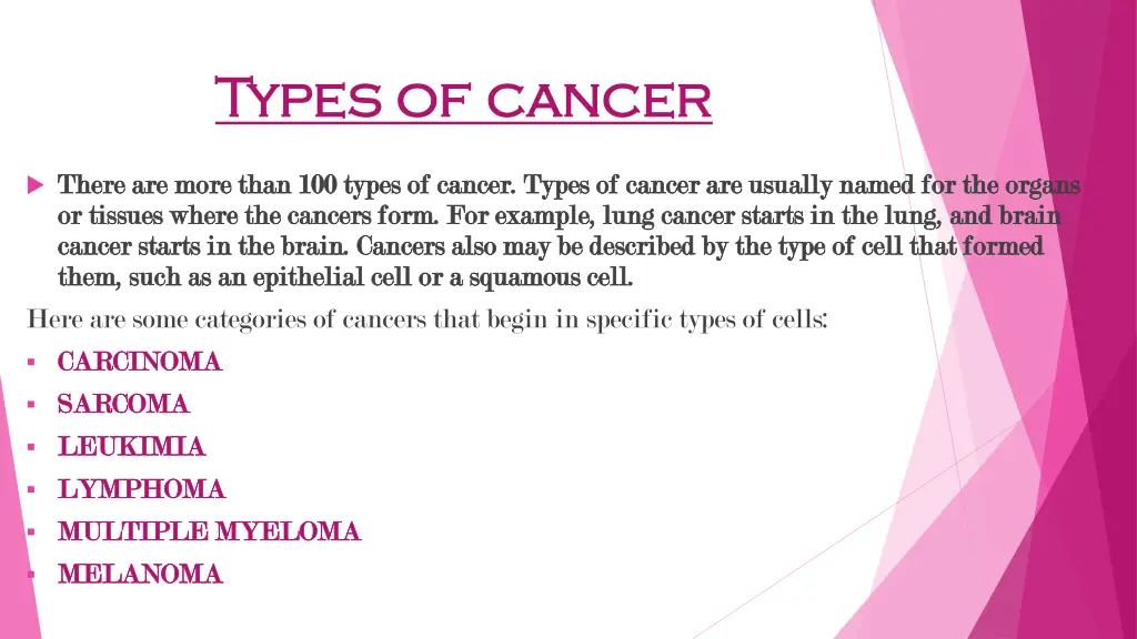 types of cancer types of cancer