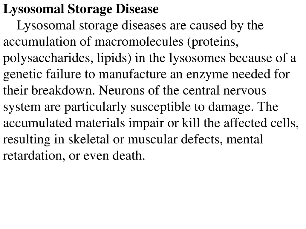 lysosomal storage disease lysosomal storage