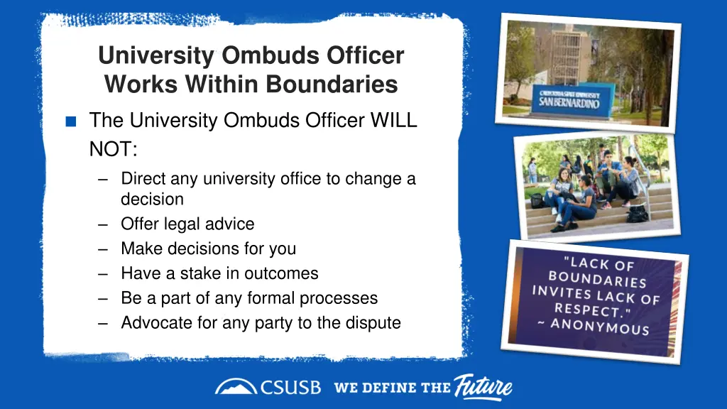 university ombuds officer works within boundaries