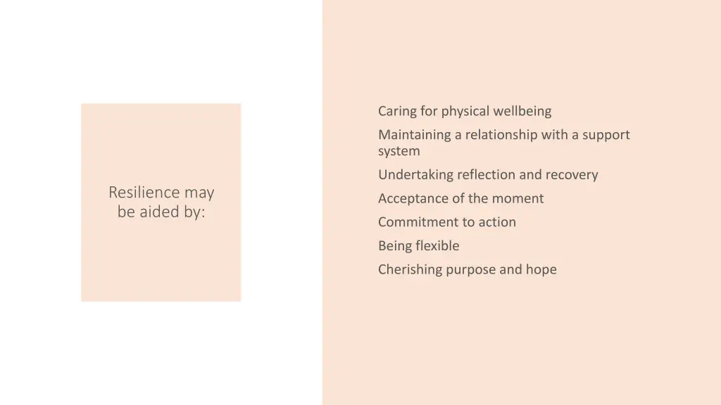 caring for physical wellbeing