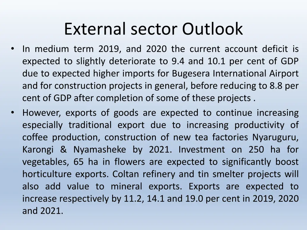 external sector outlook in medium term 2019