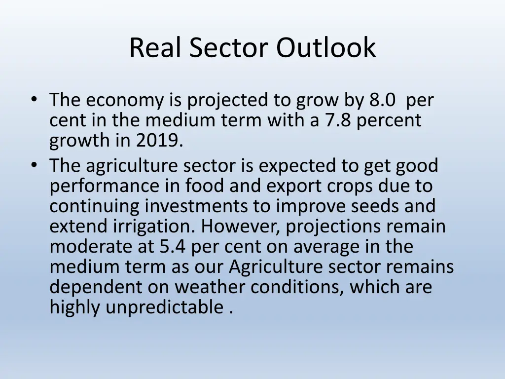 real sector outlook