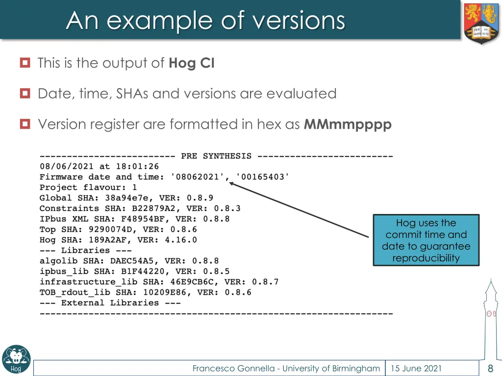 an example of versions