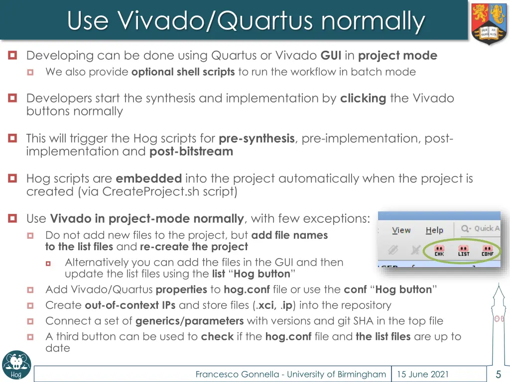 use vivado quartus normally