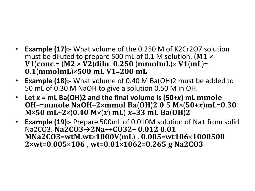 example 17 what volume of the 0 250 m of k2cr2o7