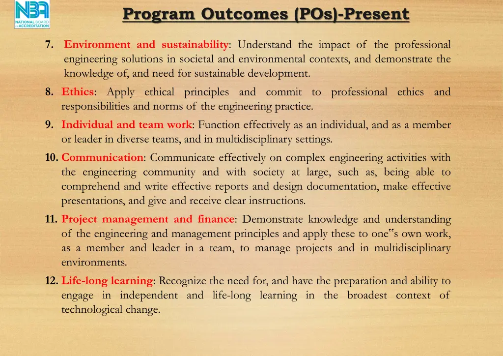 program outcomes pos present 1