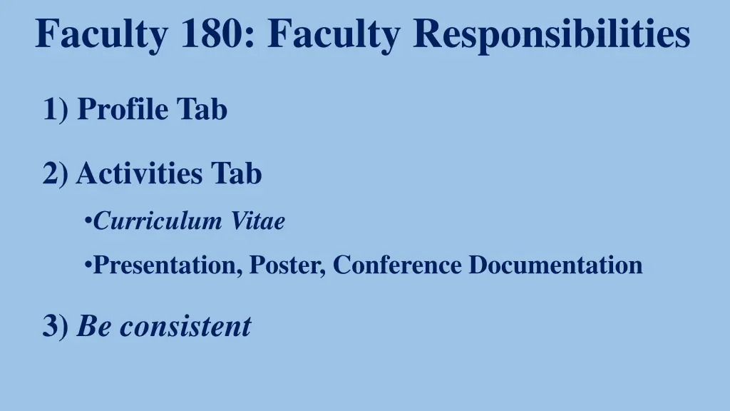 faculty 180 faculty responsibilities