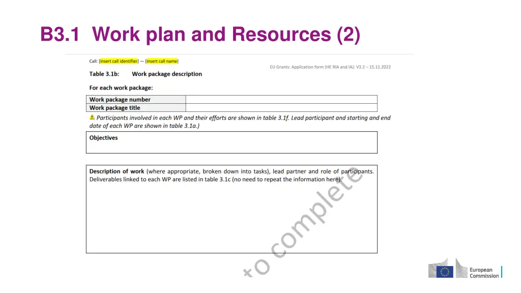 b3 1 work plan and resources 2 2