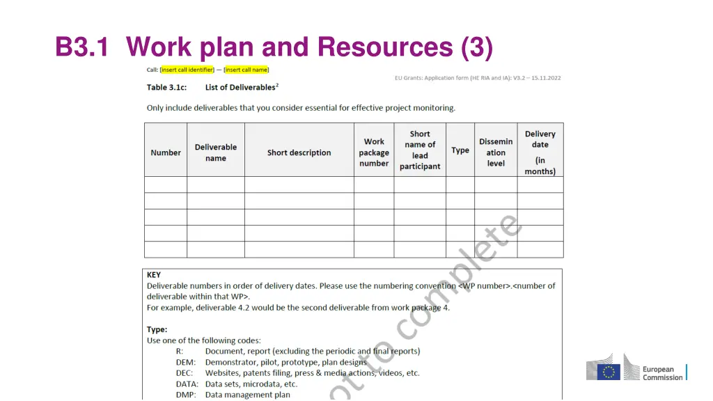 b3 1 work plan and resources 3 1