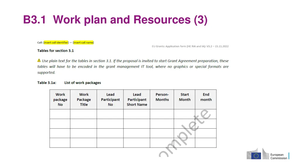 b3 1 work plan and resources 3