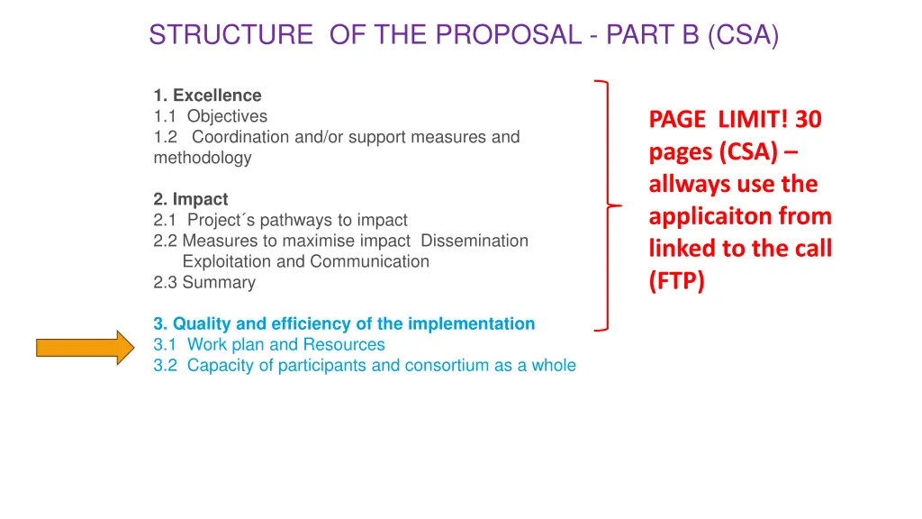 structure of the proposal part b csa b