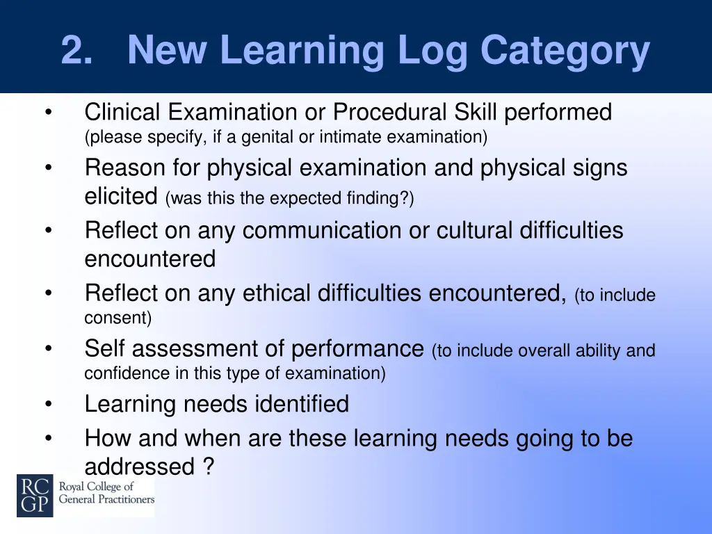 2 new learning log category