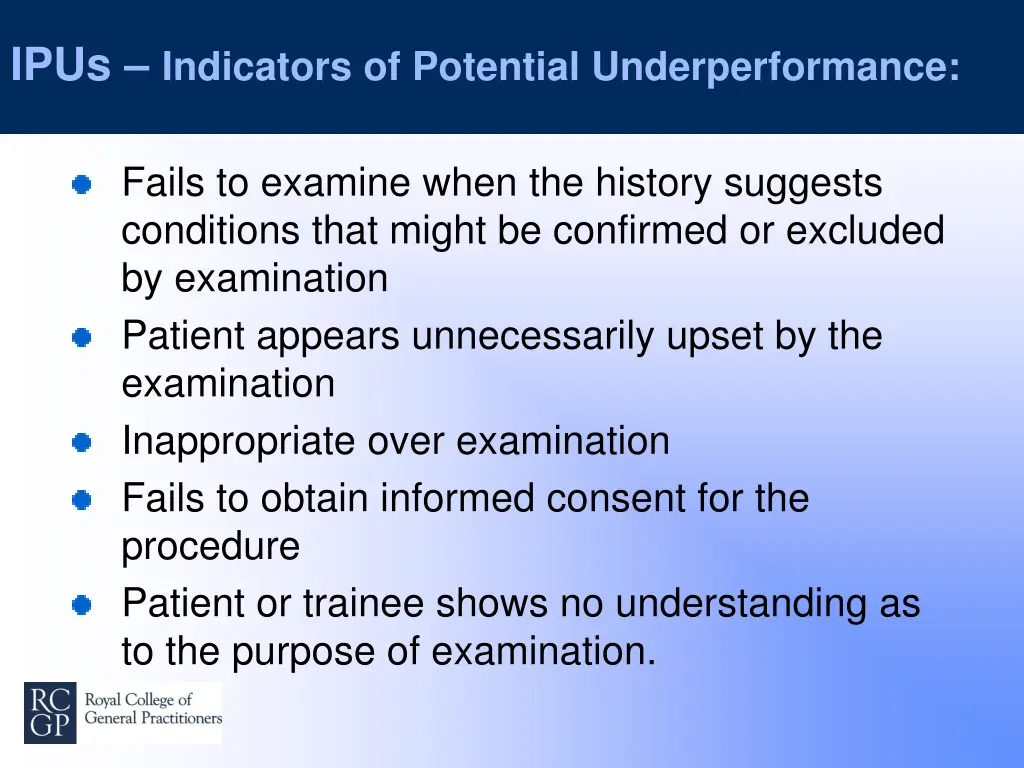 ipus indicators of potential underperformance