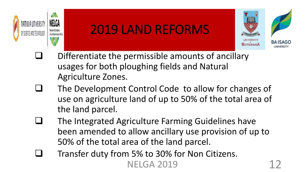 2019 land reforms 2019 land reforms