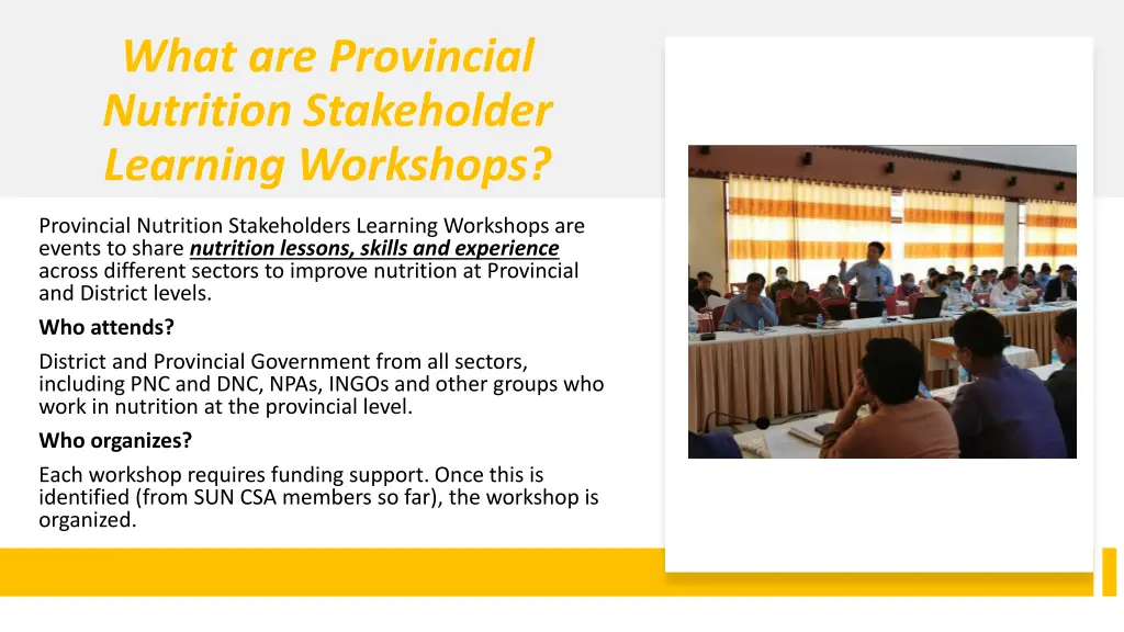 what are provincial nutrition stakeholder