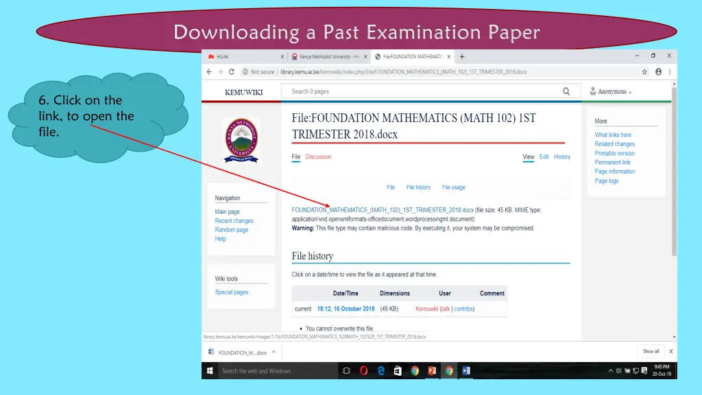 downloading a downloading a past examination