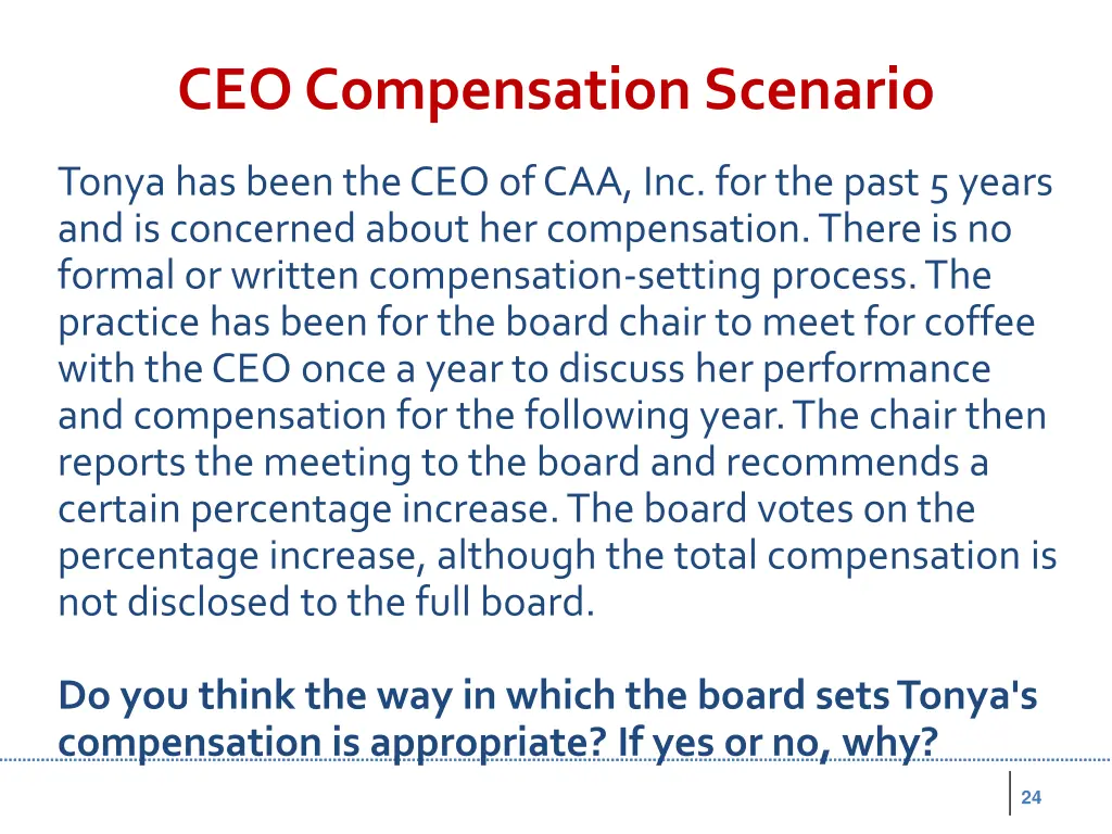 ceo compensation scenario