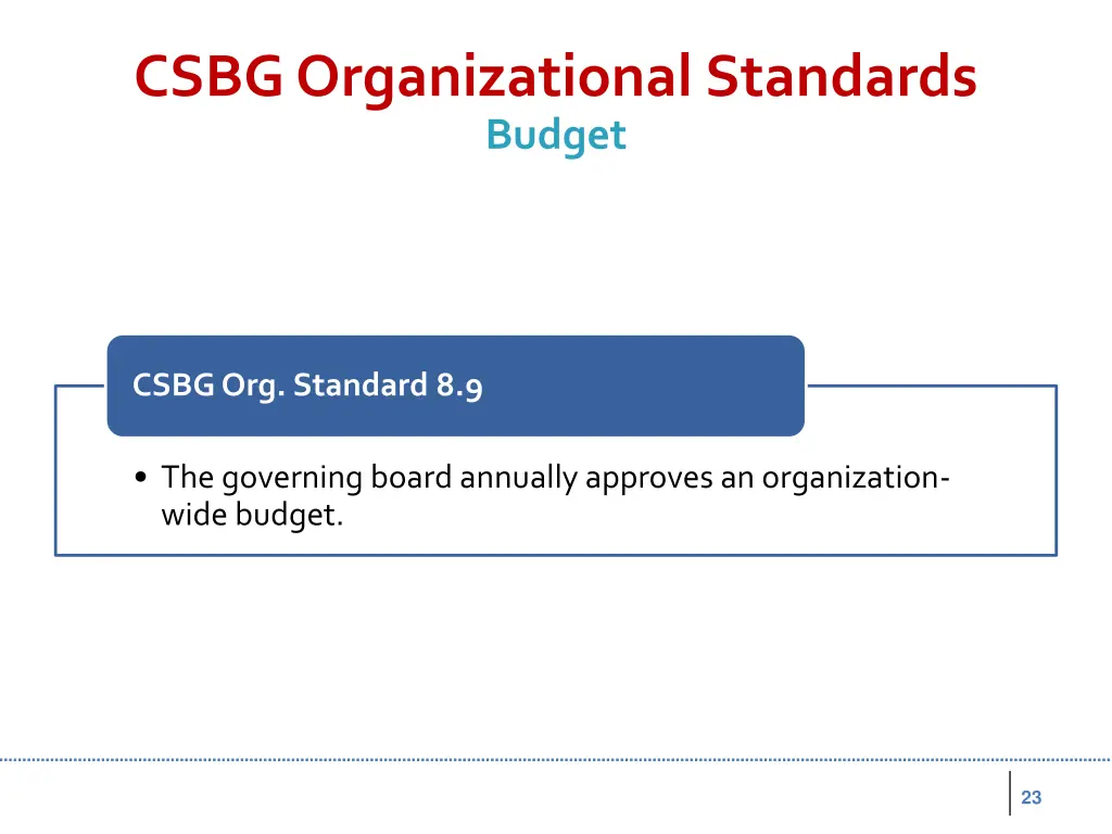 csbg organizational standards budget