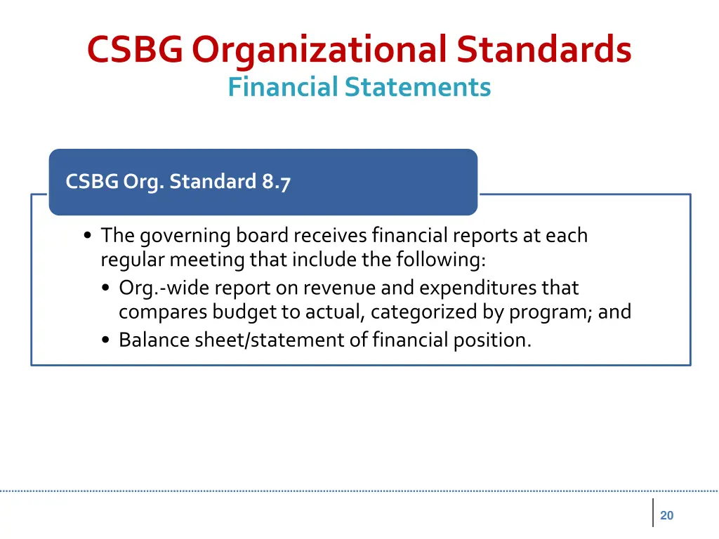 csbg organizational standards financial statements