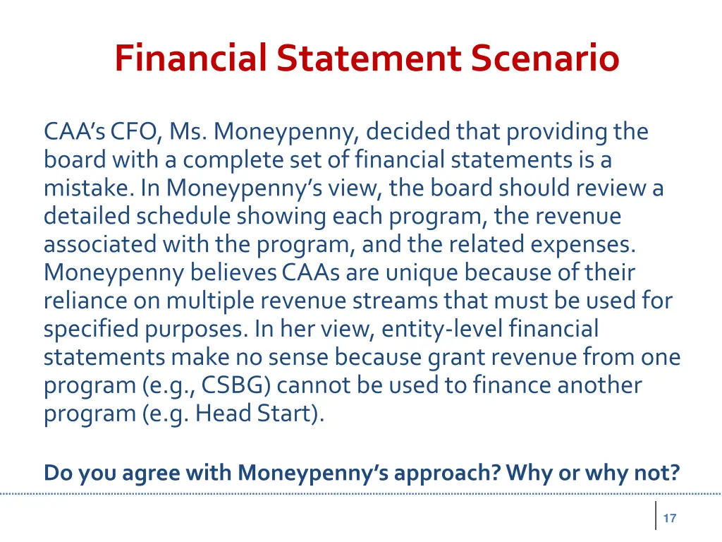 financial statement scenario