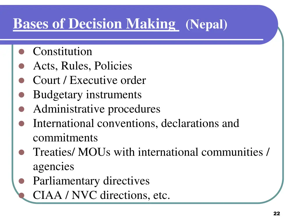 bases of decision making nepal