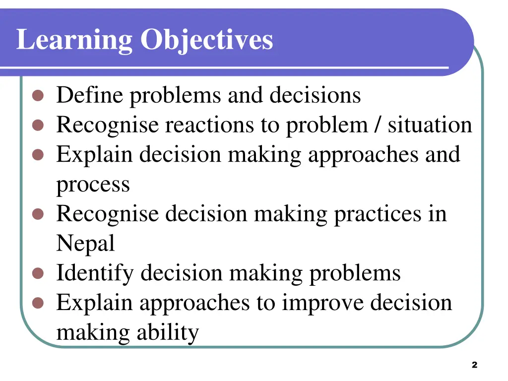 learning objectives