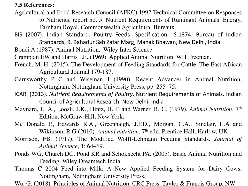 7 5 references agricultural and food research