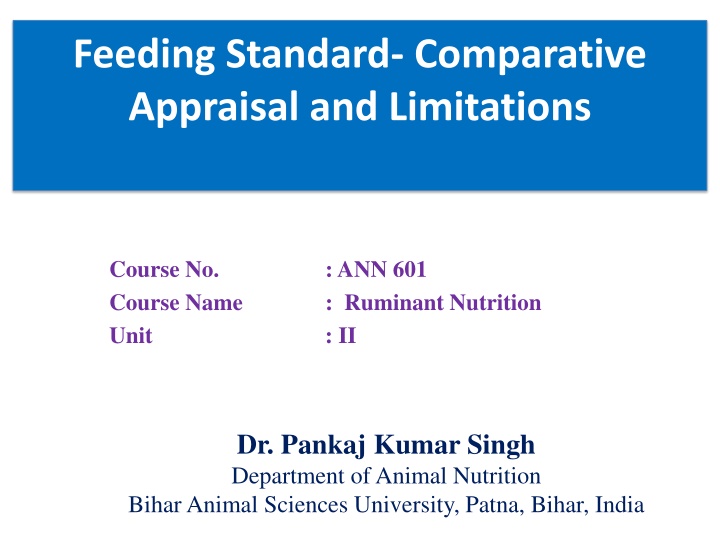 feeding standard comparative appraisal