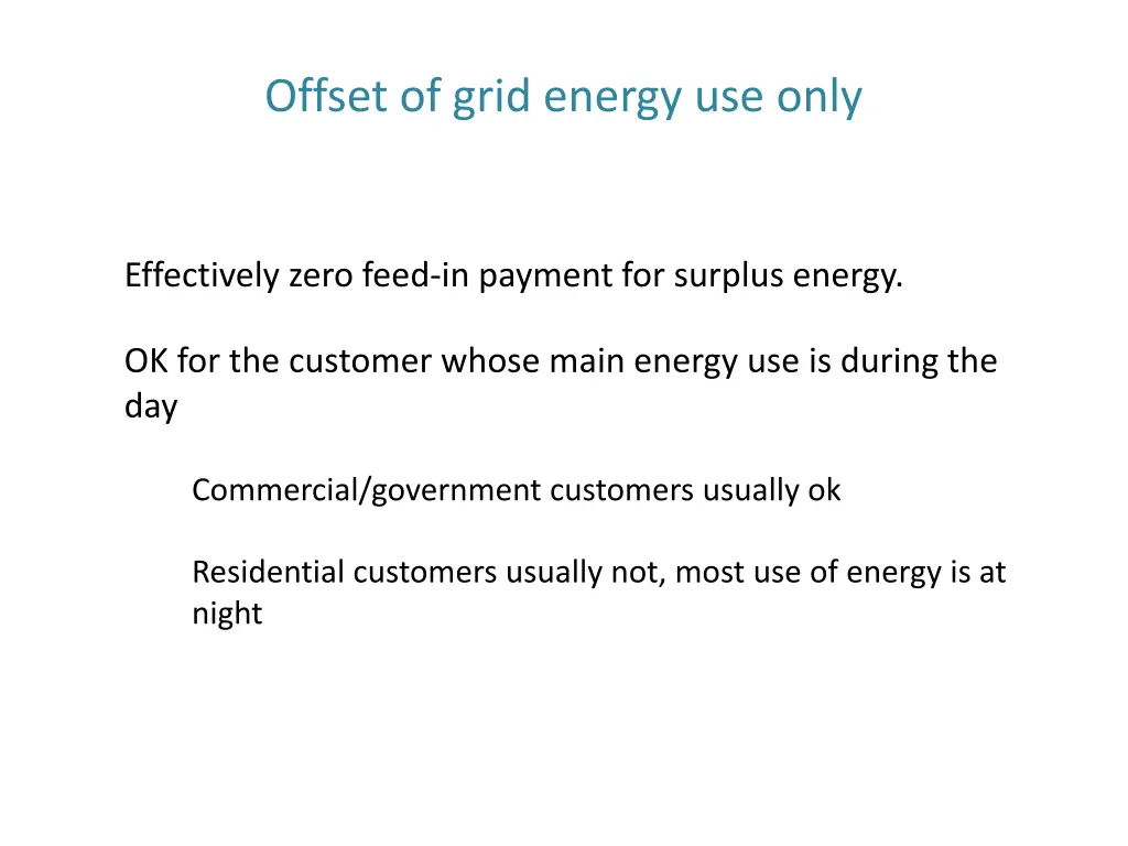 offset of grid energy use only