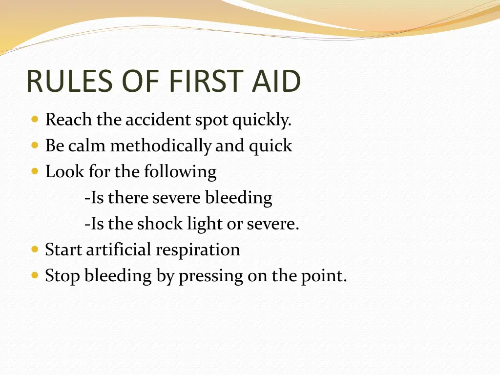 rules of first aid