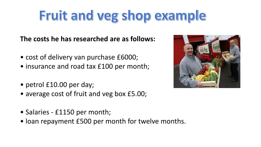 fruit and veg shop example