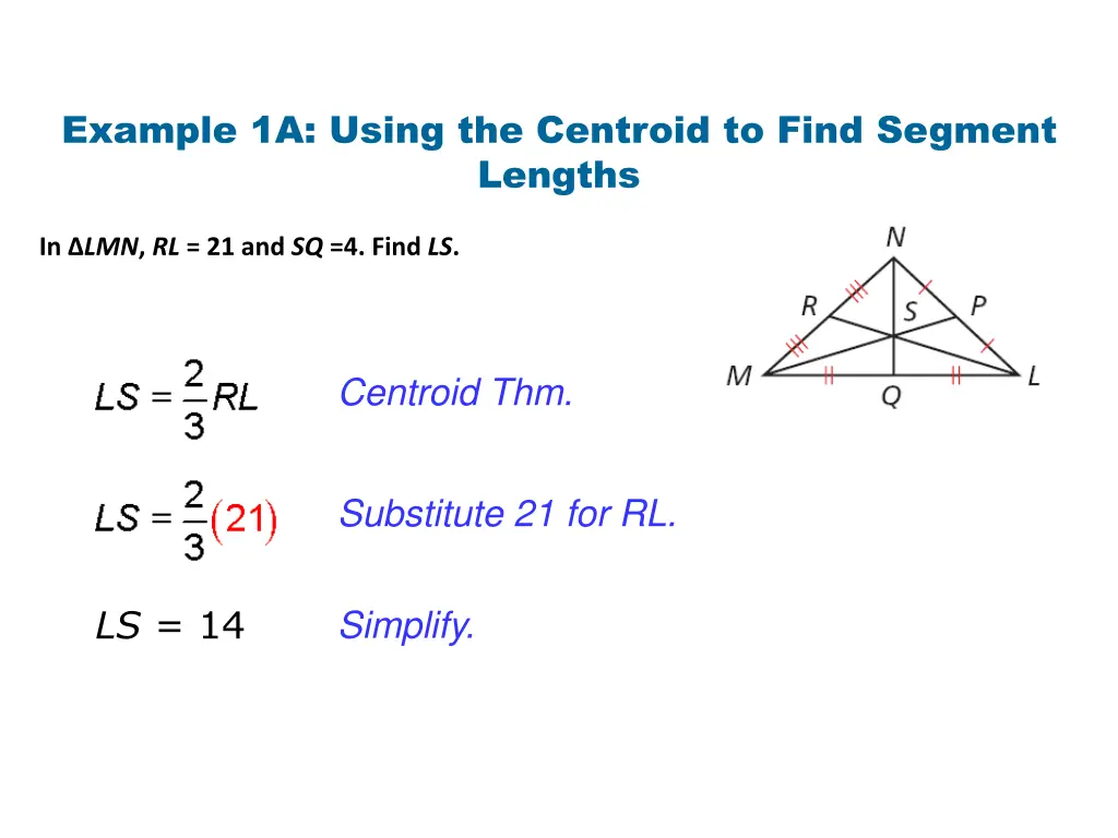 example 1a using the centroid to find segment