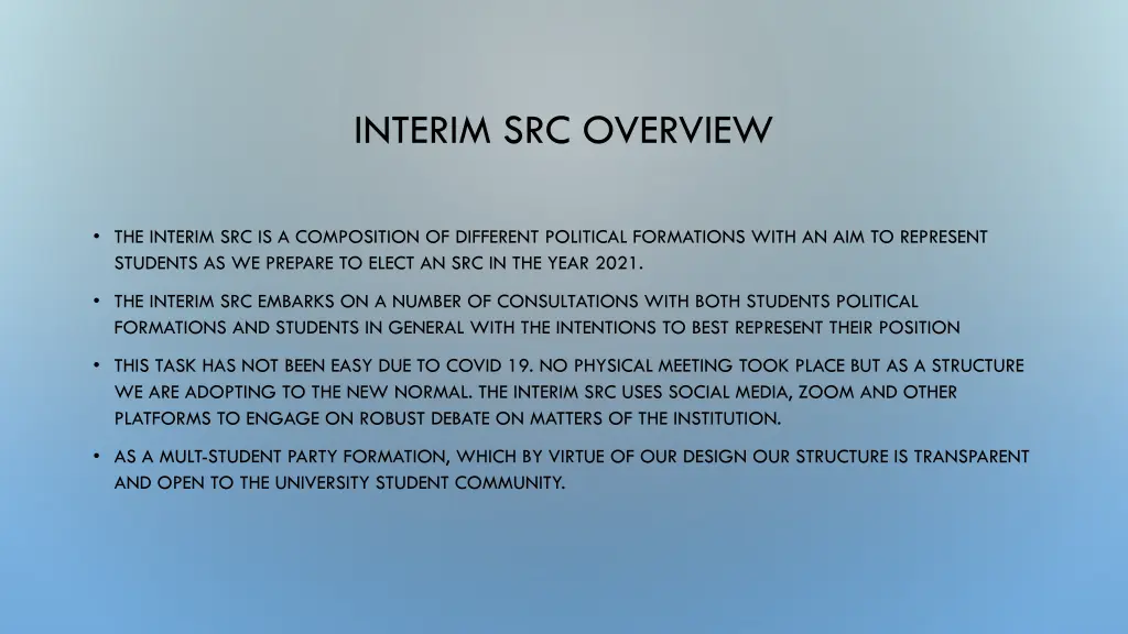 interim src overview