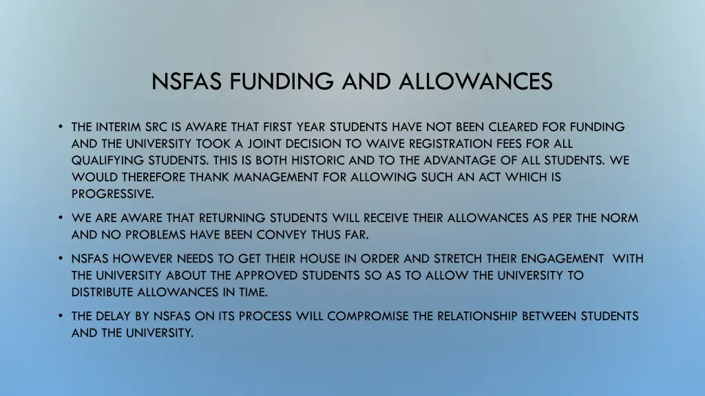 nsfas funding and allowances