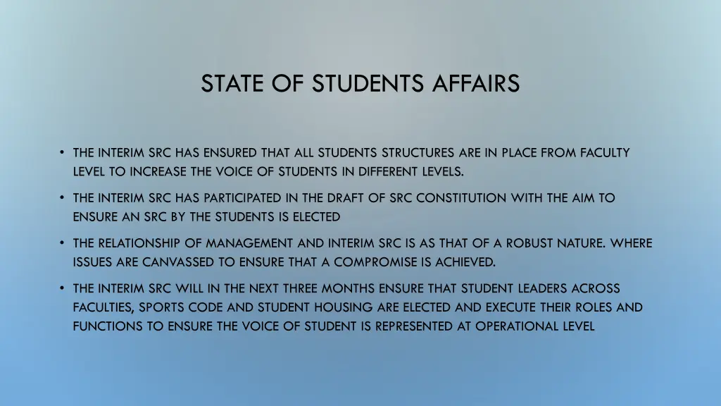 state of students affairs