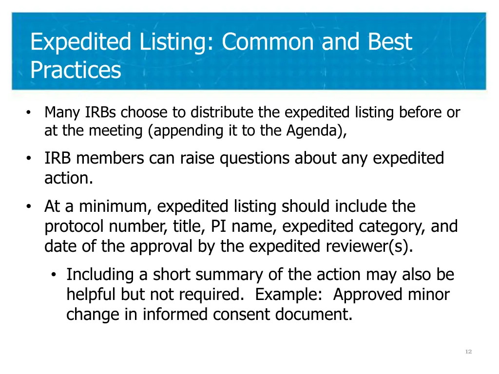 expedited listing common and best practices