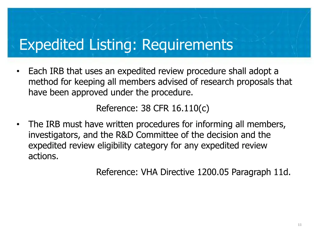 expedited listing requirements