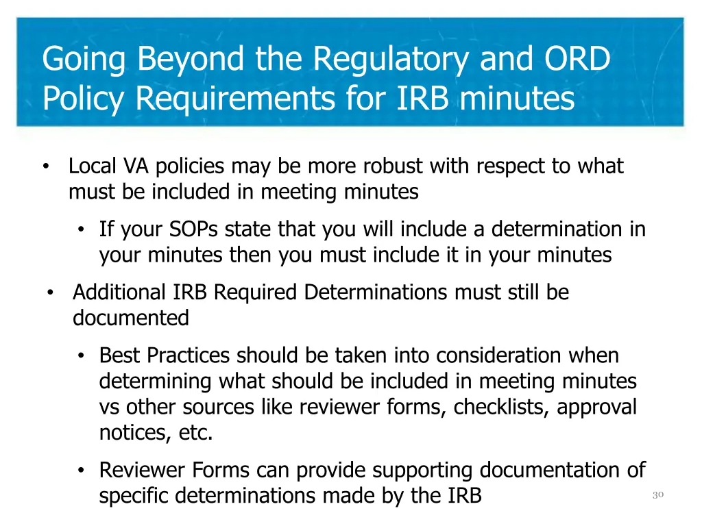 going beyond the regulatory and ord policy