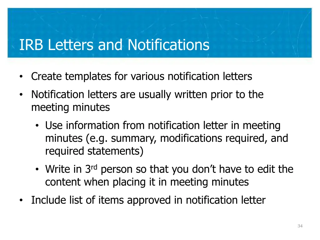 irb letters and notifications