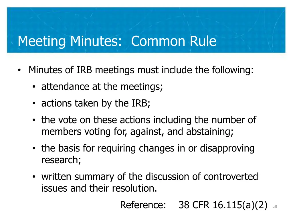 meeting minutes common rule