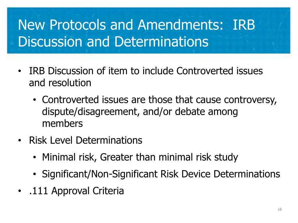 new protocols and amendments irb discussion