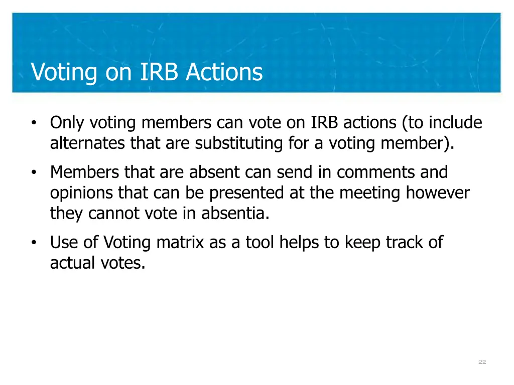 voting on irb actions