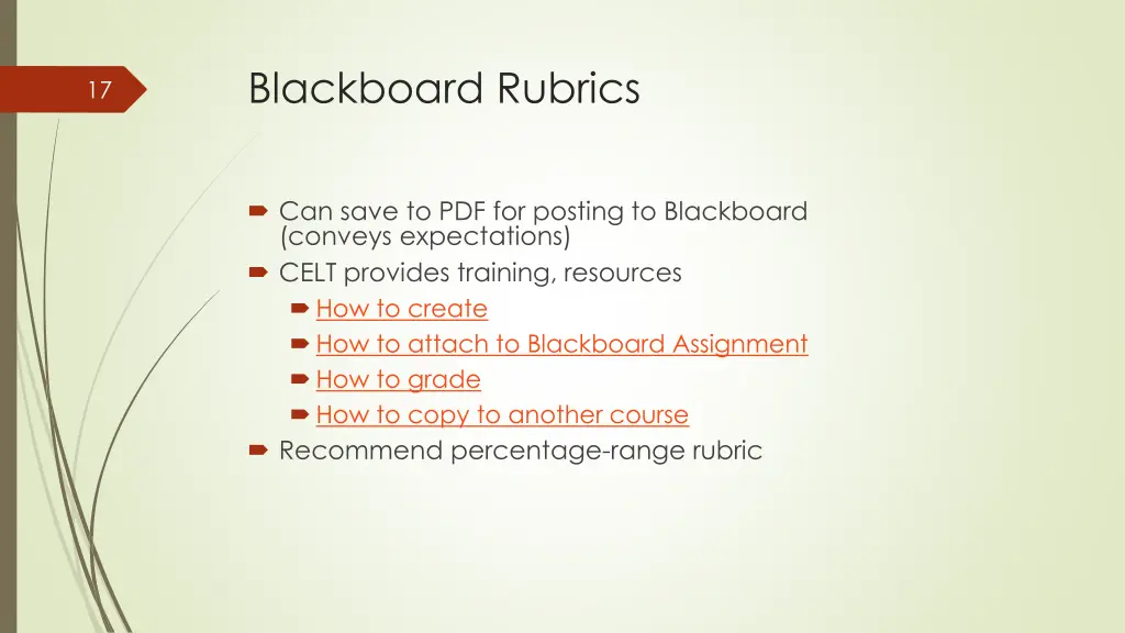 blackboard rubrics