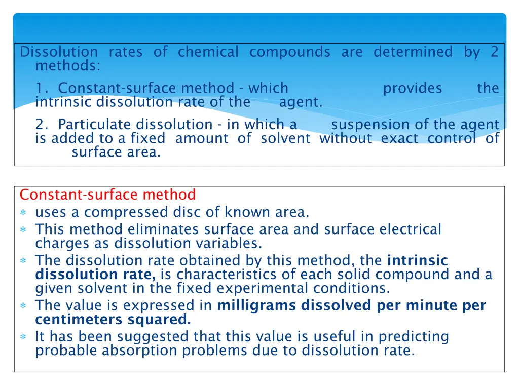 dissolution rates of chemical compounds