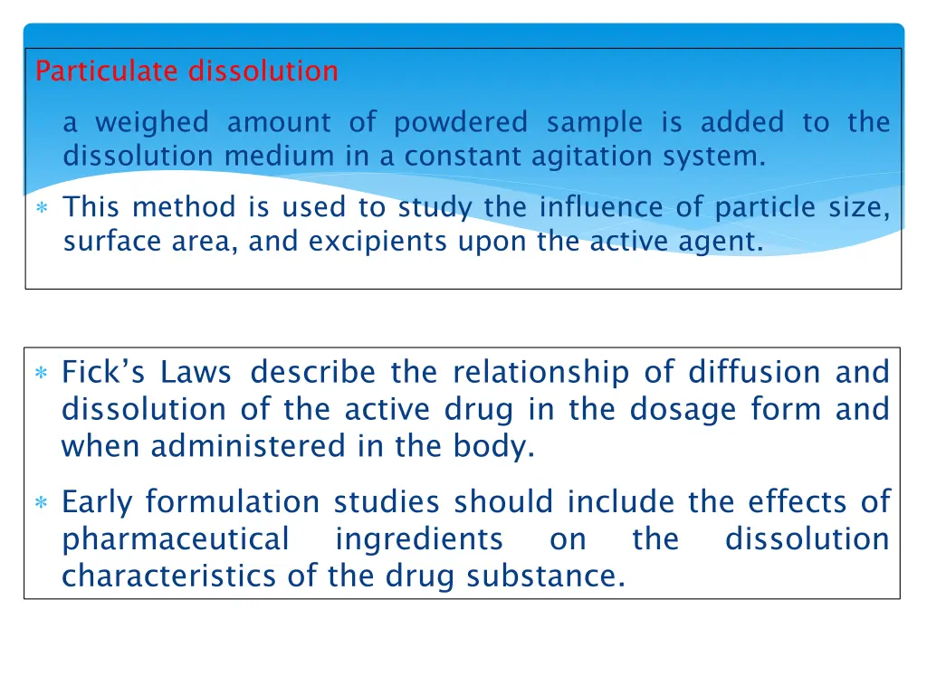 particulate dissolution