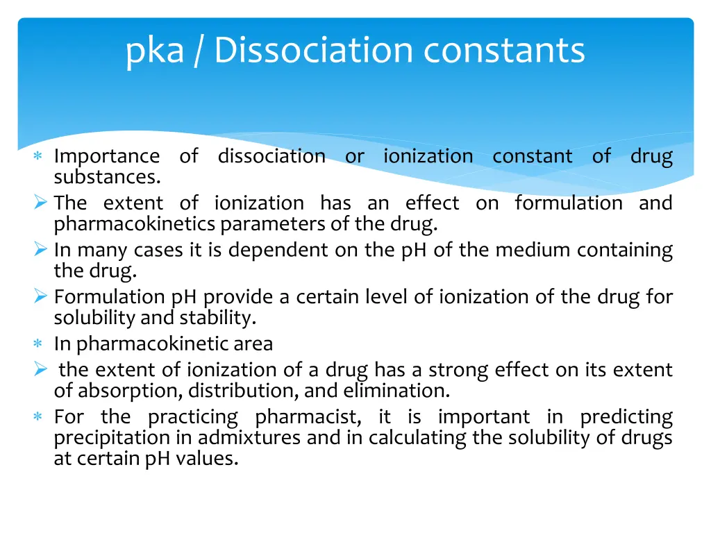 pka dissociation constants