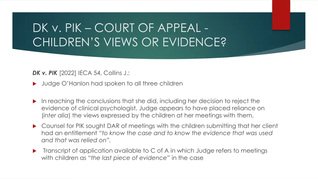 dk v pik court of appeal children s views