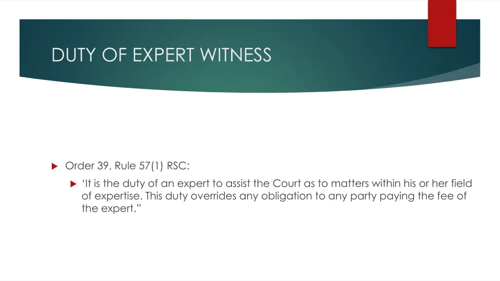 duty of expert witness