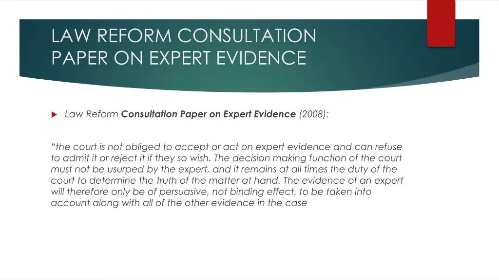 law reform consultation paper on expert evidence